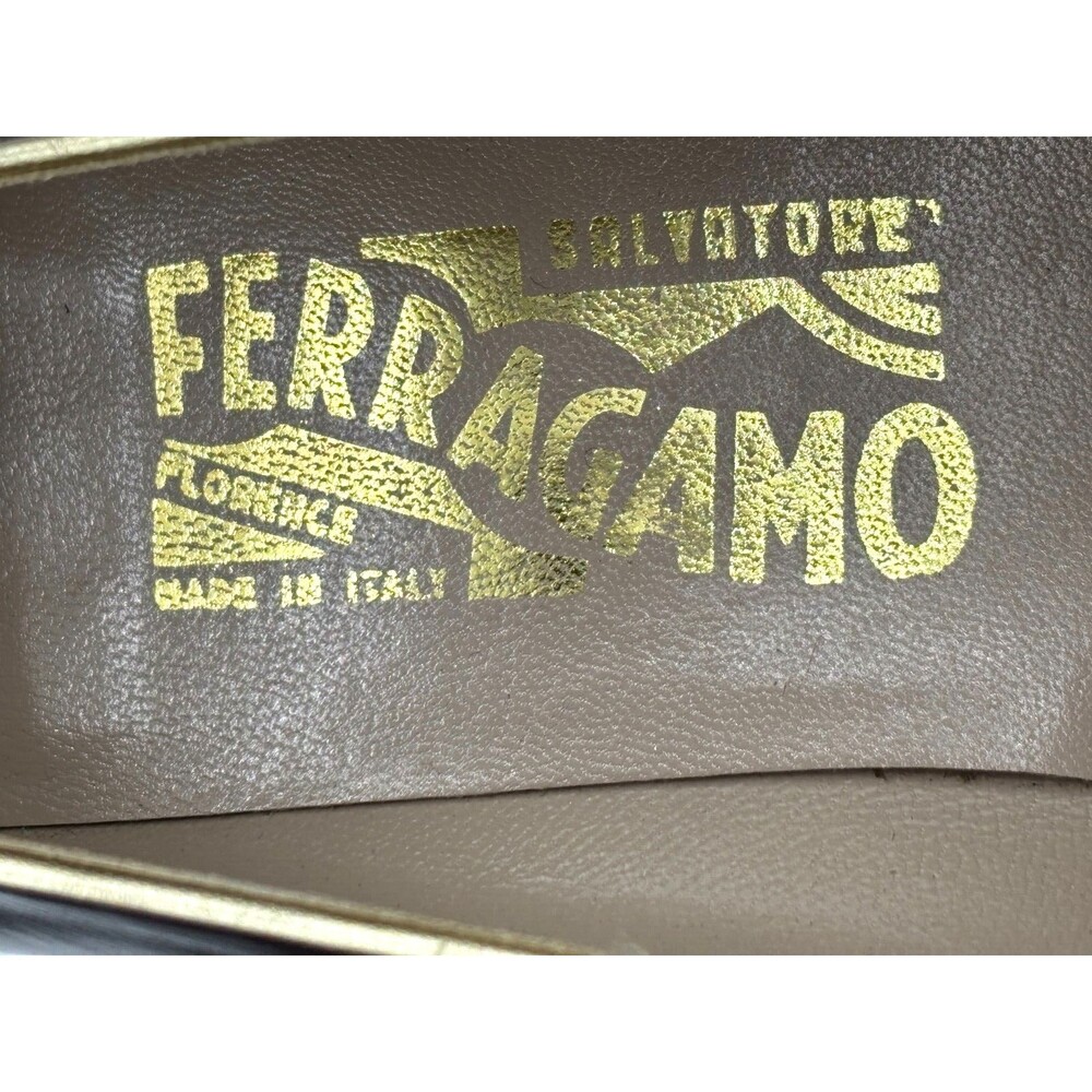 Salvatore Ferragamo Women’s Leather Pumps Sz 8B Bronze w Gold Trim DD10681 EUC - Picture 8 of 16